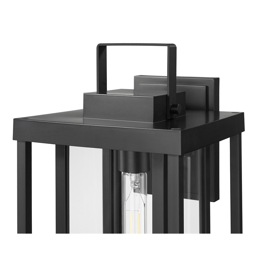 Millennium McDonough 18" High 1Lt Outdoor Wall Lantern, Black/Clear