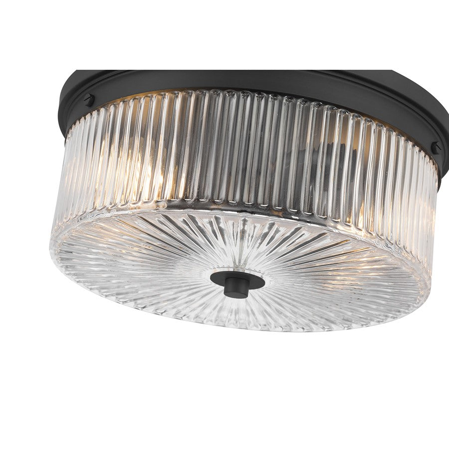 Millennium Lighting Virette 2Lt Flush Mount, Black/Clear Striated