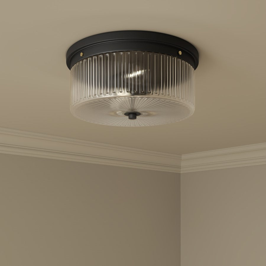 Millennium Lighting Virette 2Lt Flush Mount, Black/Clear Striated