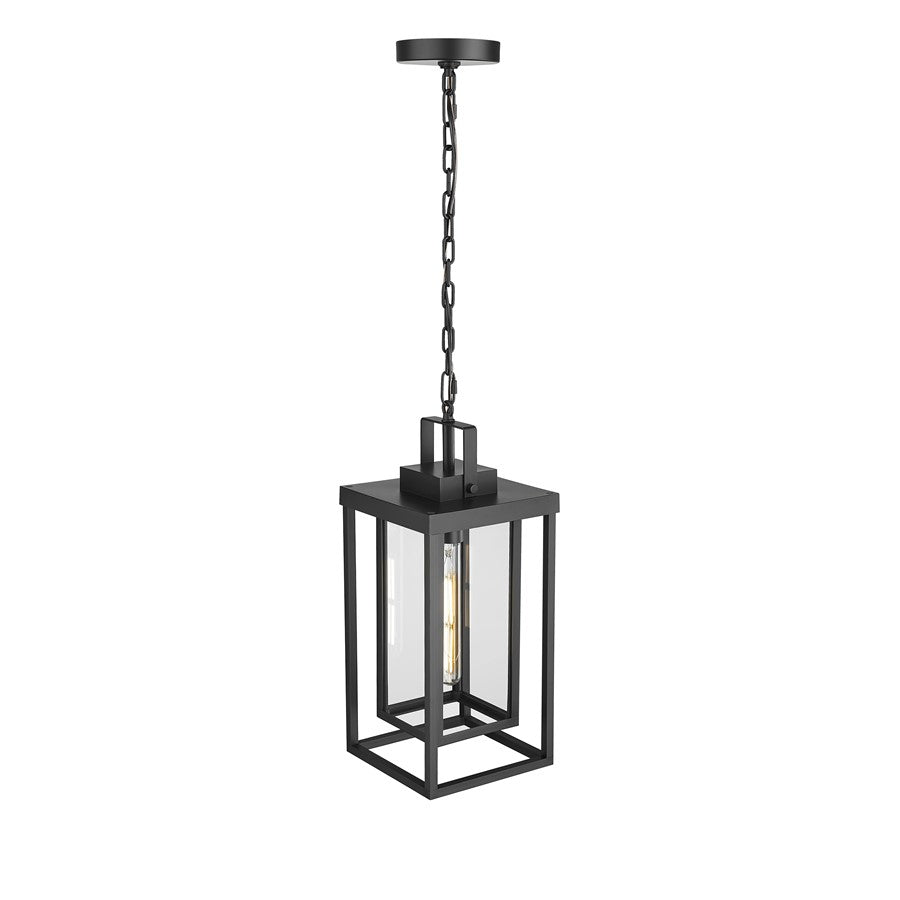 Millennium McDonough 8" 1Lt Outdoor Hanging Lantern, Black/Clear - 901101-PBK