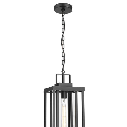 Millennium McDonough 8" 1Lt Outdoor Hanging Lantern, Black/Clear