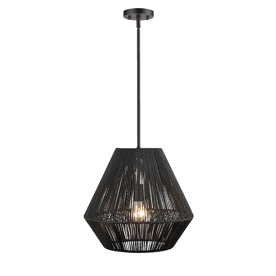 1 Light Pendant Light, Matte Black