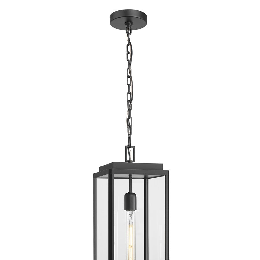 Millennium Alpharetta 7.5" 1Lt Outdoor Hanging Lantern, Black/Clear
