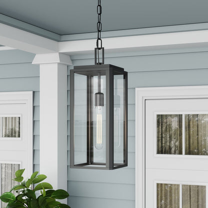 Millennium Alpharetta 7.5" 1Lt Outdoor Hanging Lantern, Black/Clear