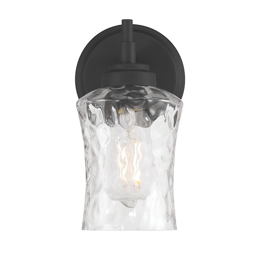 Millennium Clarvyn 1Lt Wall Sconce, Black/Clear Stone Water