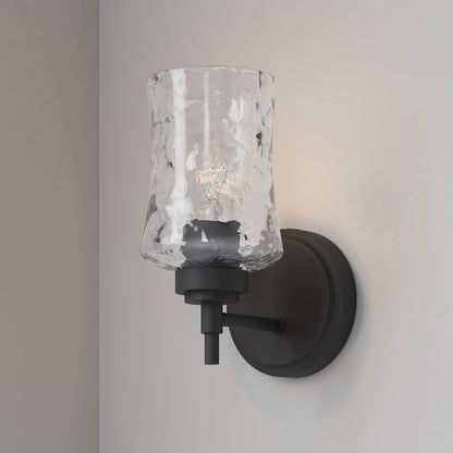 Millennium Clarvyn 1Lt Wall Sconce, Black/Clear Stone Water