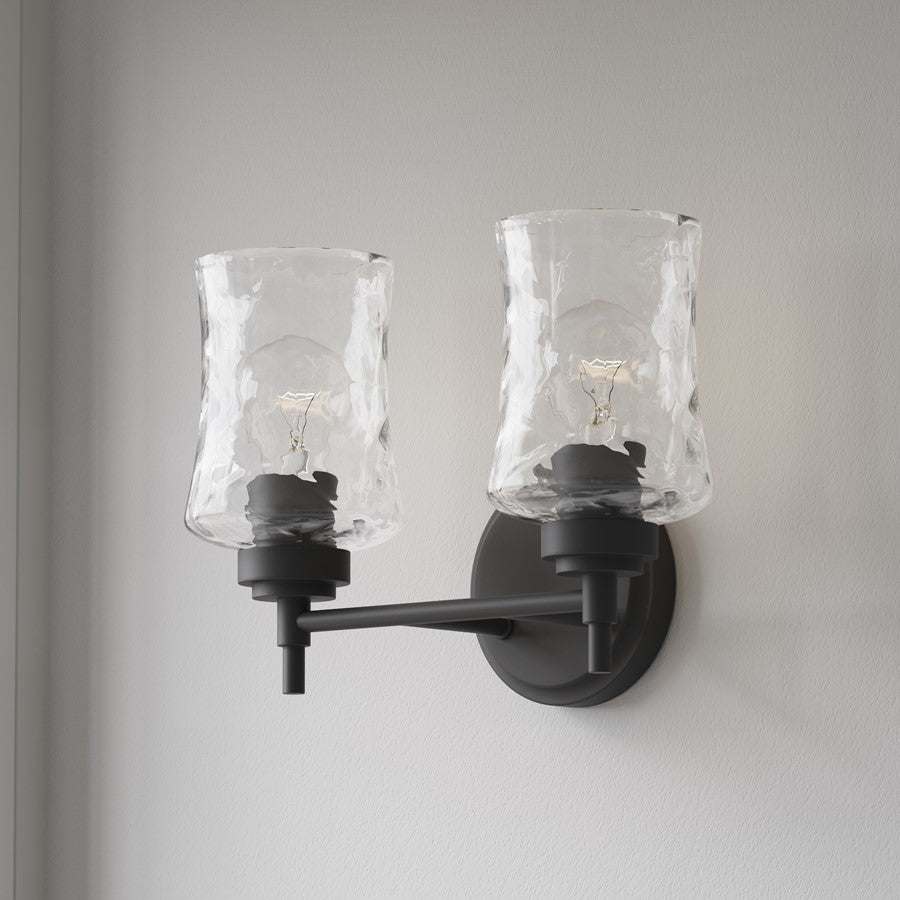 Millennium Clarvyn 2Lt Bathroom Vanity Light, Black/Clear Stone