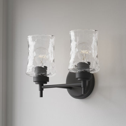 Millennium Clarvyn 2Lt Bathroom Vanity Light, Black/Clear Stone
