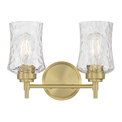 Millennium Clarvyn 2Lt Bathroom Vanity Light, Brass/Clear Stone