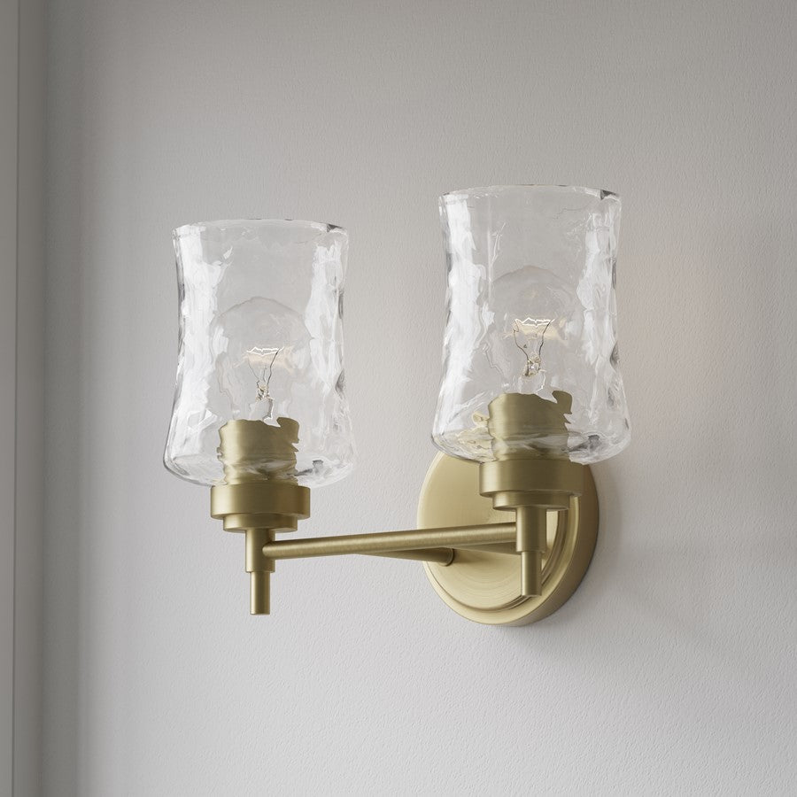 Millennium Clarvyn 2Lt Bathroom Vanity Light, Brass/Clear Stone
