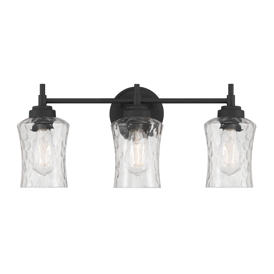 Millennium Clarvyn 3Lt Bathroom Vanity Light, Black/Clear Stone