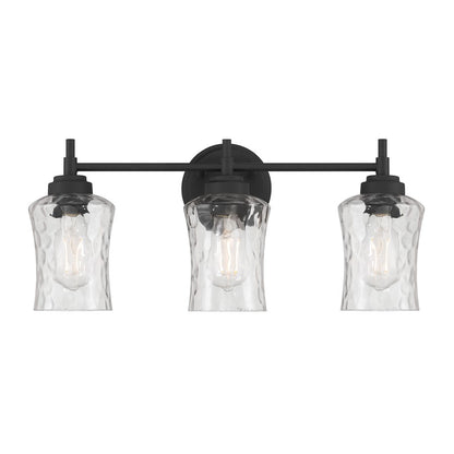 Millennium Clarvyn 3Lt Bathroom Vanity Light, Black/Clear Stone