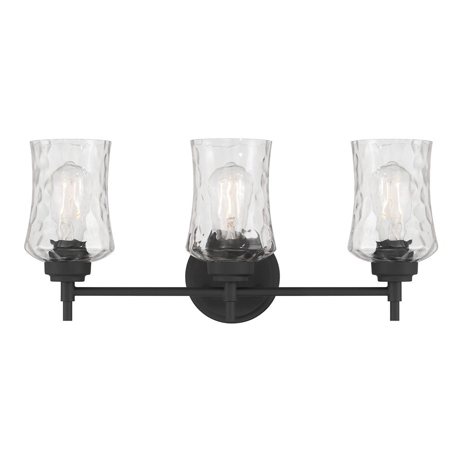 Millennium Clarvyn 3Lt Bathroom Vanity Light, Black/Clear Stone