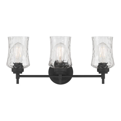 Millennium Clarvyn 3Lt Bathroom Vanity Light, Black/Clear Stone