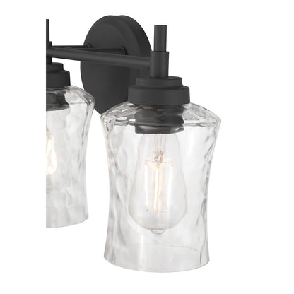 Millennium Clarvyn 3Lt Bathroom Vanity Light, Black/Clear Stone