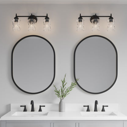 Millennium Clarvyn 3Lt Bathroom Vanity Light, Black/Clear Stone