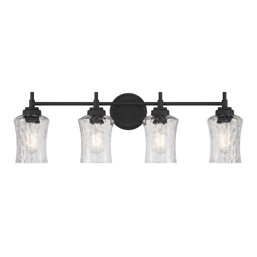 Millennium Clarvyn 4Lt Bathroom Vanity Light, Black/Clear Stone