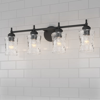 Millennium Clarvyn 4Lt Bathroom Vanity Light, Black/Clear Stone