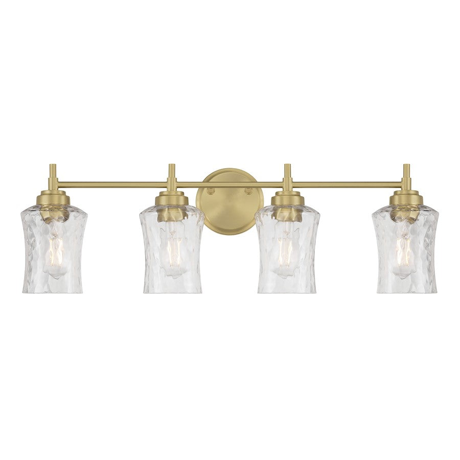 Millennium Clarvyn 4Lt Bathroom Vanity Light, Brass/Clear Stone