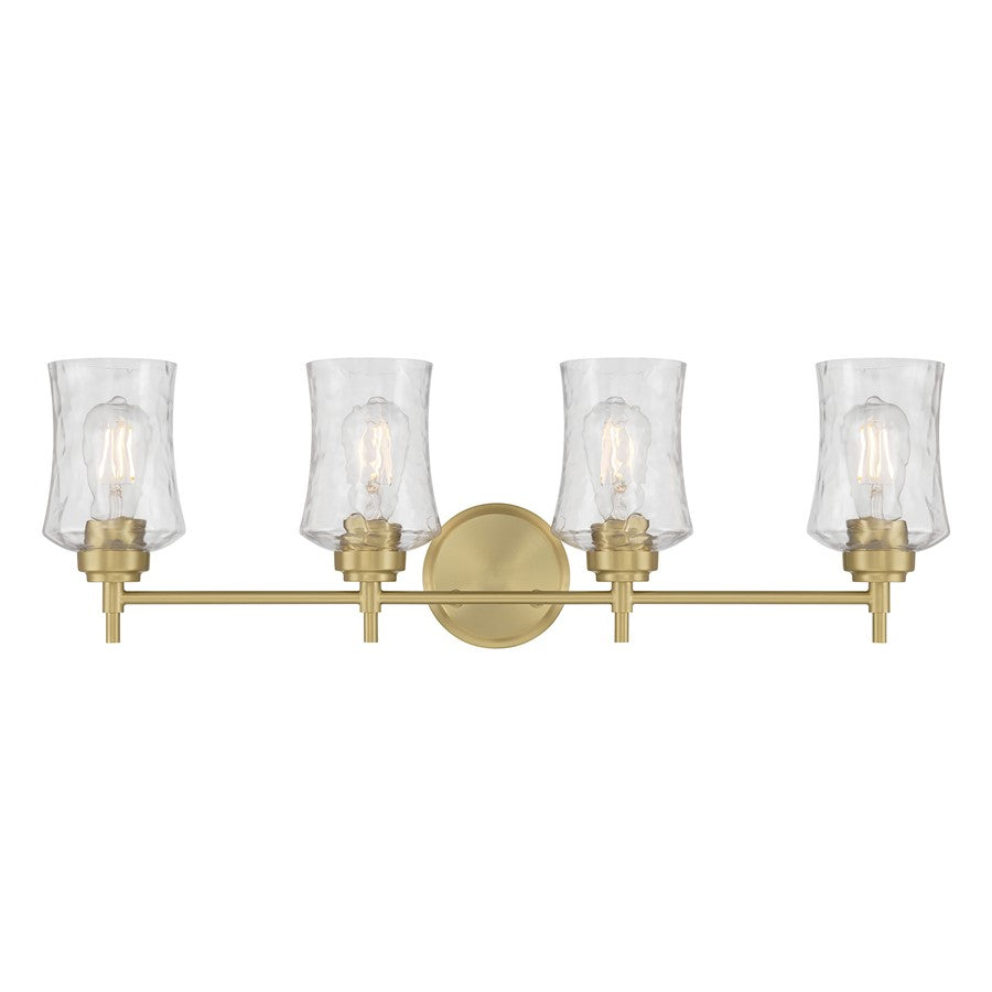 Millennium Clarvyn 4Lt Bathroom Vanity Light, Brass/Clear Stone