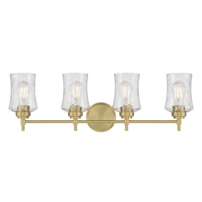 Millennium Clarvyn 4Lt Bathroom Vanity Light, Brass/Clear Stone