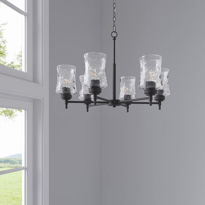 Millennium Clarvyn 6Lt Chandelier, Black/Clear Stone Water