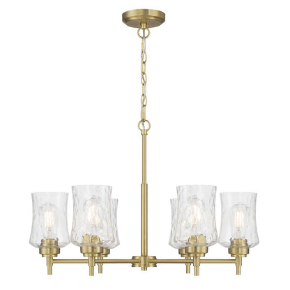 Millennium Clarvyn 6Lt Chandelier, Brass/Clear Stone Water