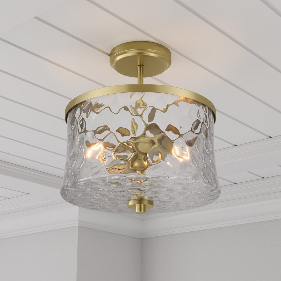 Millennium Clarvyn 2Lt Ceiling Fixture, Brass/Clear Stone Water