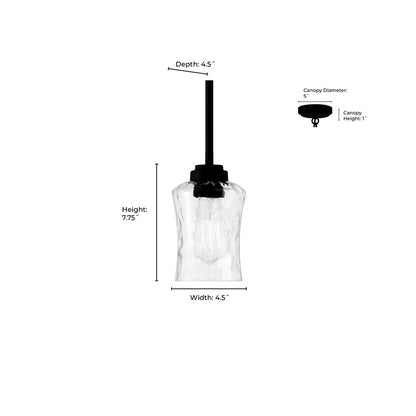 Millennium Clarvyn 1Lt Pendant, Brass/Clear Stone Water