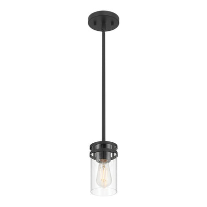 Millennium Lighting Lunden 1 Light Pendant, Matte Black/Clear - 91011-MB