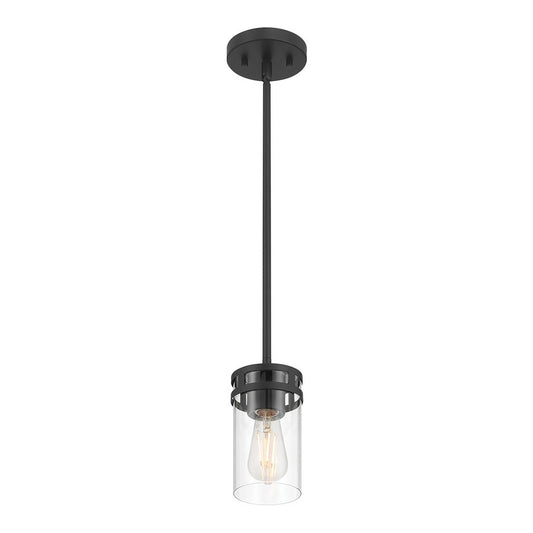 Millennium Lighting Lunden 1 Light Pendant, Matte Black/Clear - 91011-MB