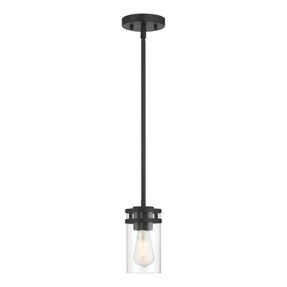 Millennium Lighting Lunden 1 Light Pendant, Matte Black/Clear
