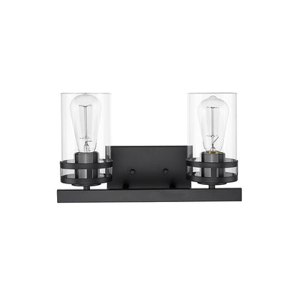 Millennium Lighting Lunden 2Lt Vanity, Black/Clear - 91022-MB