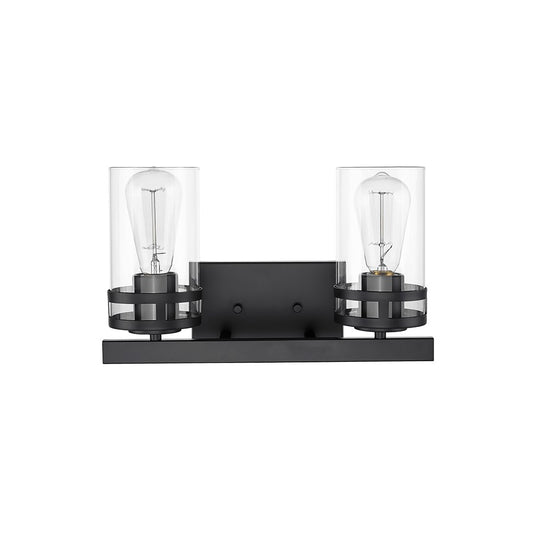 Millennium Lighting Lunden 2Lt Vanity, Black/Clear - 91022-MB