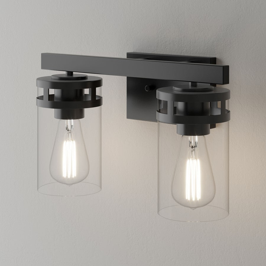 Millennium Lighting Lunden 2Lt Vanity, Black/Clear