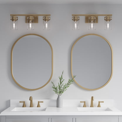 Millennium Lighting Lunden 3Lt Bathroom Vanity Light, Gold/Clear