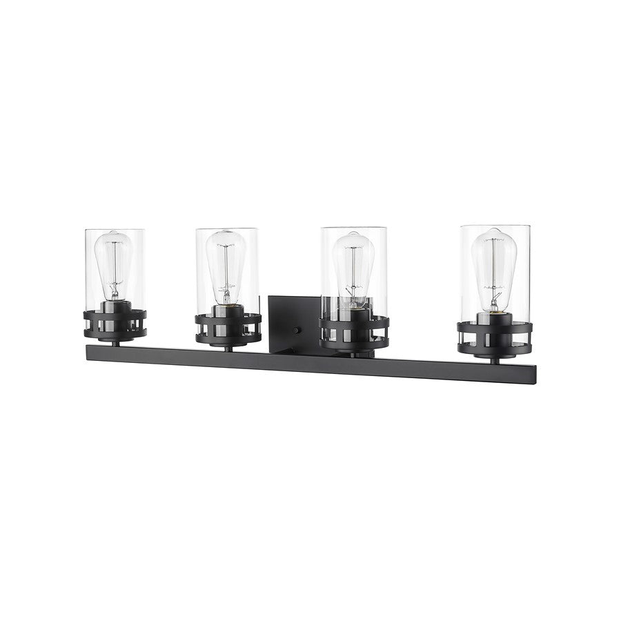 Millennium Lighting Lunden 4Lt Vanity, Black/Clear