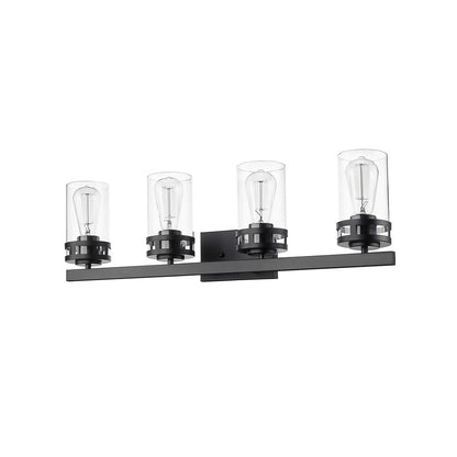 Millennium Lighting Lunden 4Lt Vanity, Black/Clear