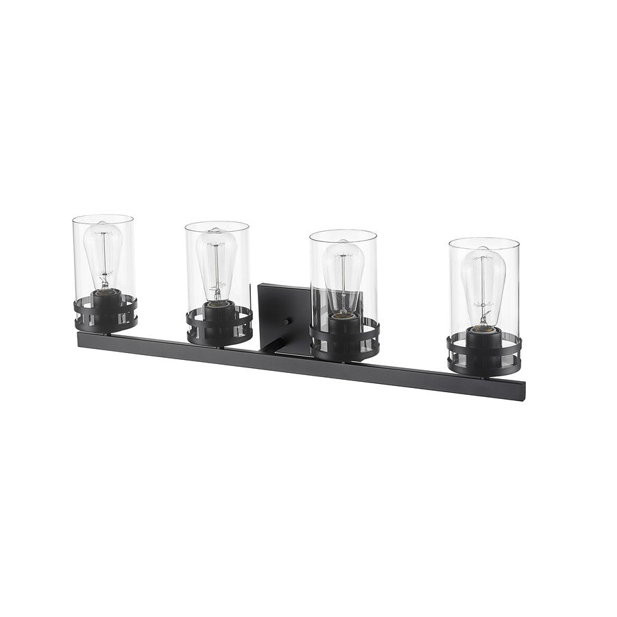 Millennium Lighting Lunden 4Lt Vanity, Black/Clear