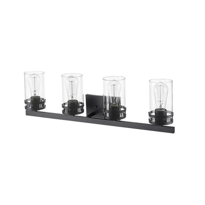 Millennium Lighting Lunden 4Lt Vanity, Black/Clear