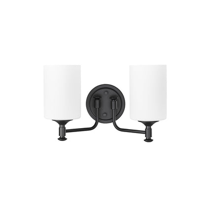 Millennium Ailey 2Lt Bathroom Vanity Light, Black/Etched Opal White - 91032-MB