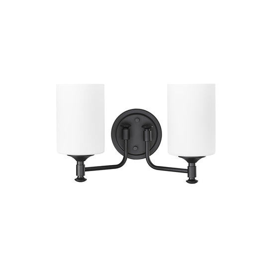 Millennium Ailey 2Lt Bathroom Vanity Light, Black/Etched Opal White - 91032-MB