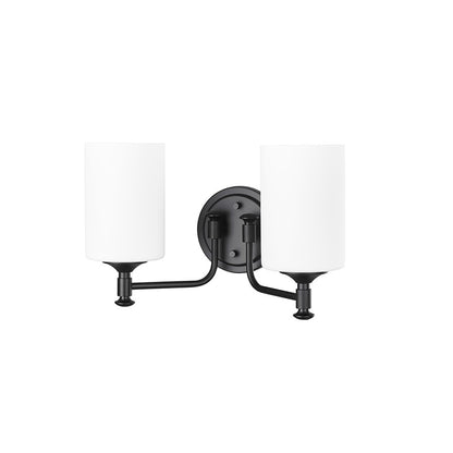 Millennium Ailey 2Lt Bathroom Vanity Light, Black/Etched Opal White