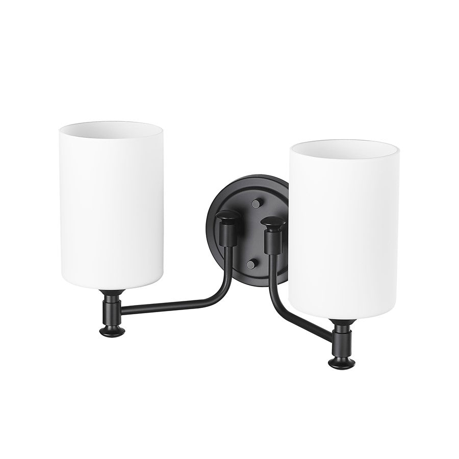 Millennium Ailey 2Lt Bathroom Vanity Light, Black/Etched Opal White