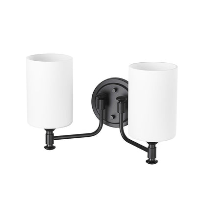 Millennium Ailey 2Lt Bathroom Vanity Light, Black/Etched Opal White