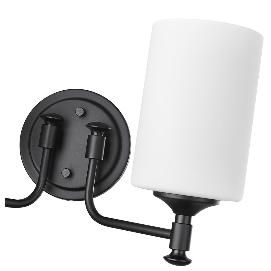 Millennium Ailey 2Lt Bathroom Vanity Light, Black/Etched Opal White