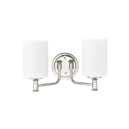 Millennium Lighting Ailey 2Lt Vanity, Nickel/Etched Opal White - 91032-PN