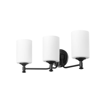 Millennium Ailey 3Lt Bathroom Vanity Light, Black/Etched Opal White