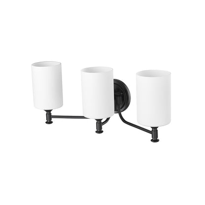 Millennium Ailey 3Lt Bathroom Vanity Light, Black/Etched Opal White