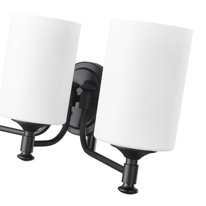 Millennium Ailey 3Lt Bathroom Vanity Light, Black/Etched Opal White